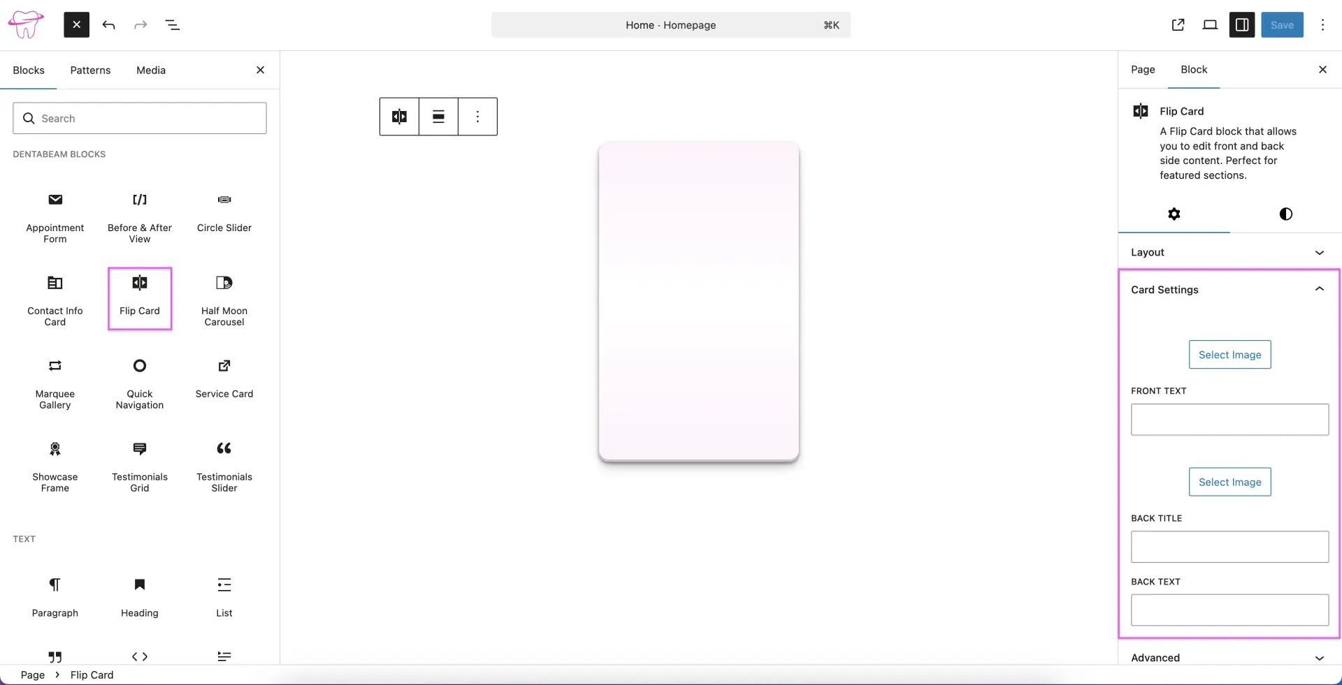 Flip Card Block