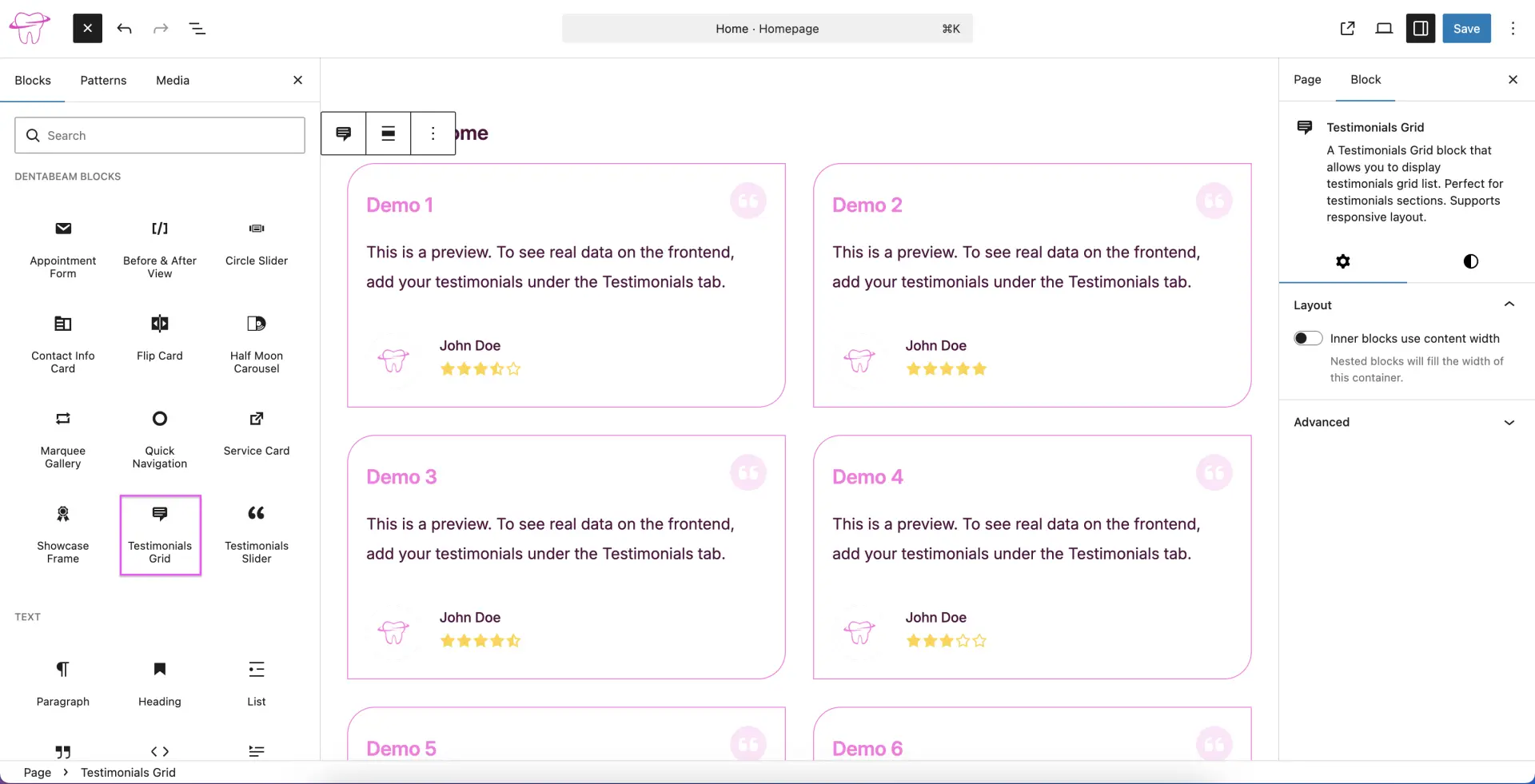 Testimonials Grid Block
