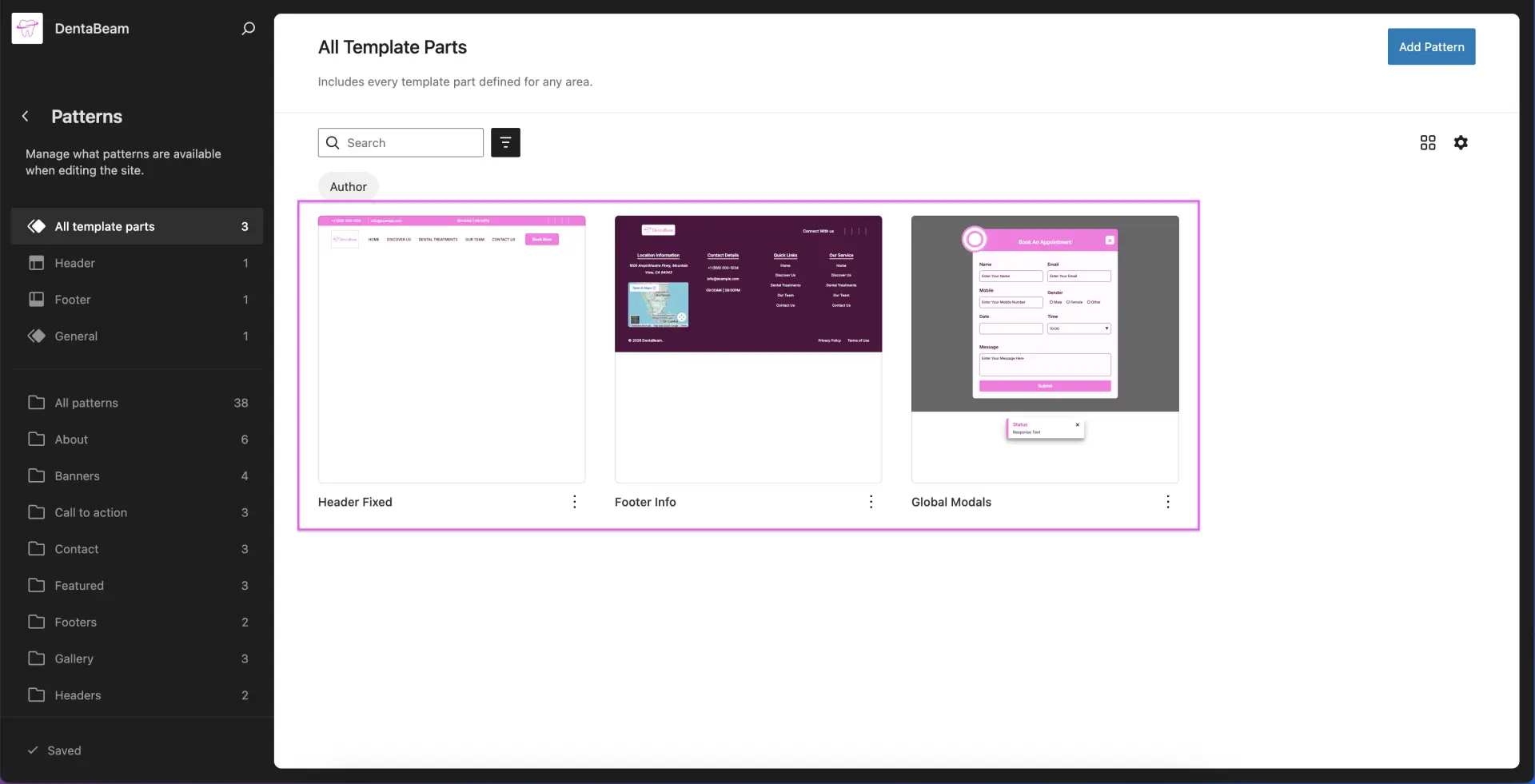 Wordpress Template parts view