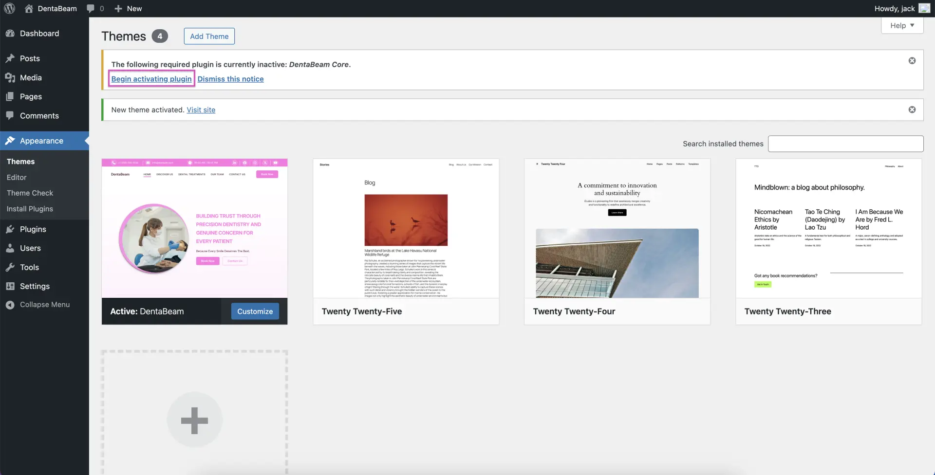 Wordpress Plugin Install Screen One