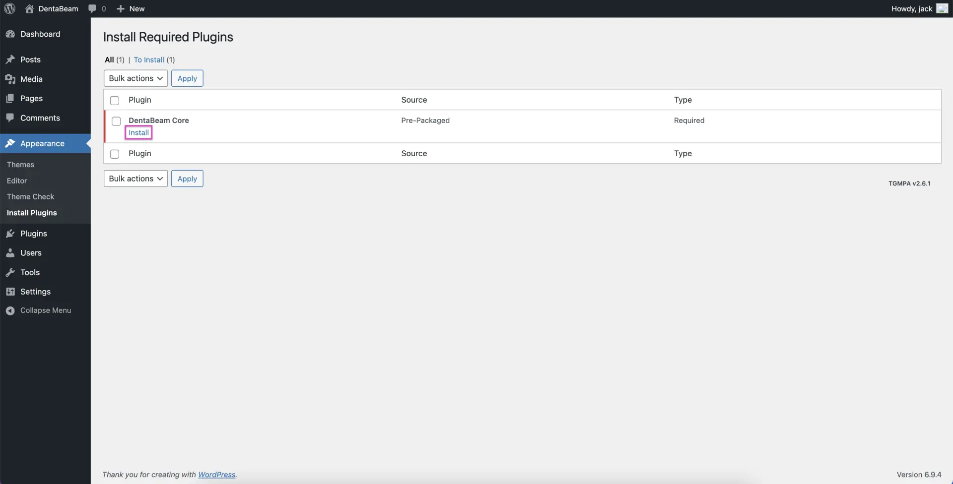 Wordpress Plugin Install Screen Two