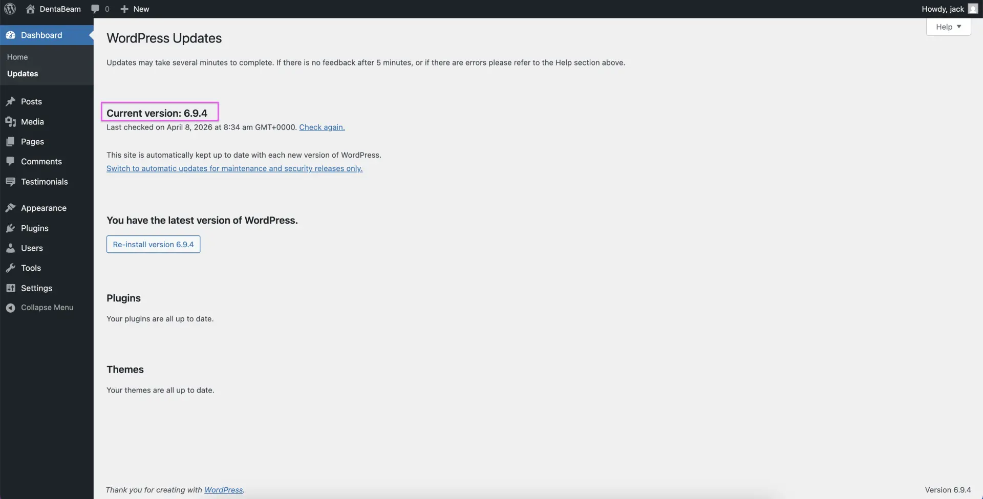 Wordpress Current Version
