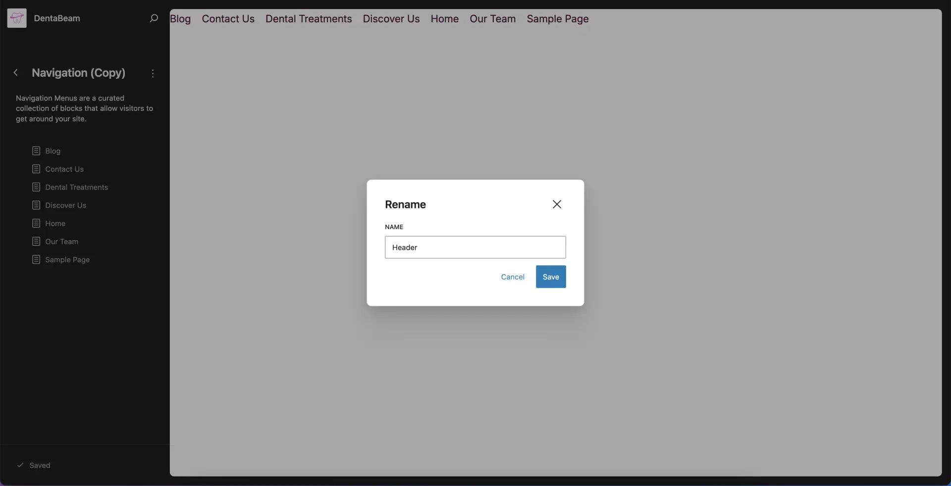 Navigation Rename Screen