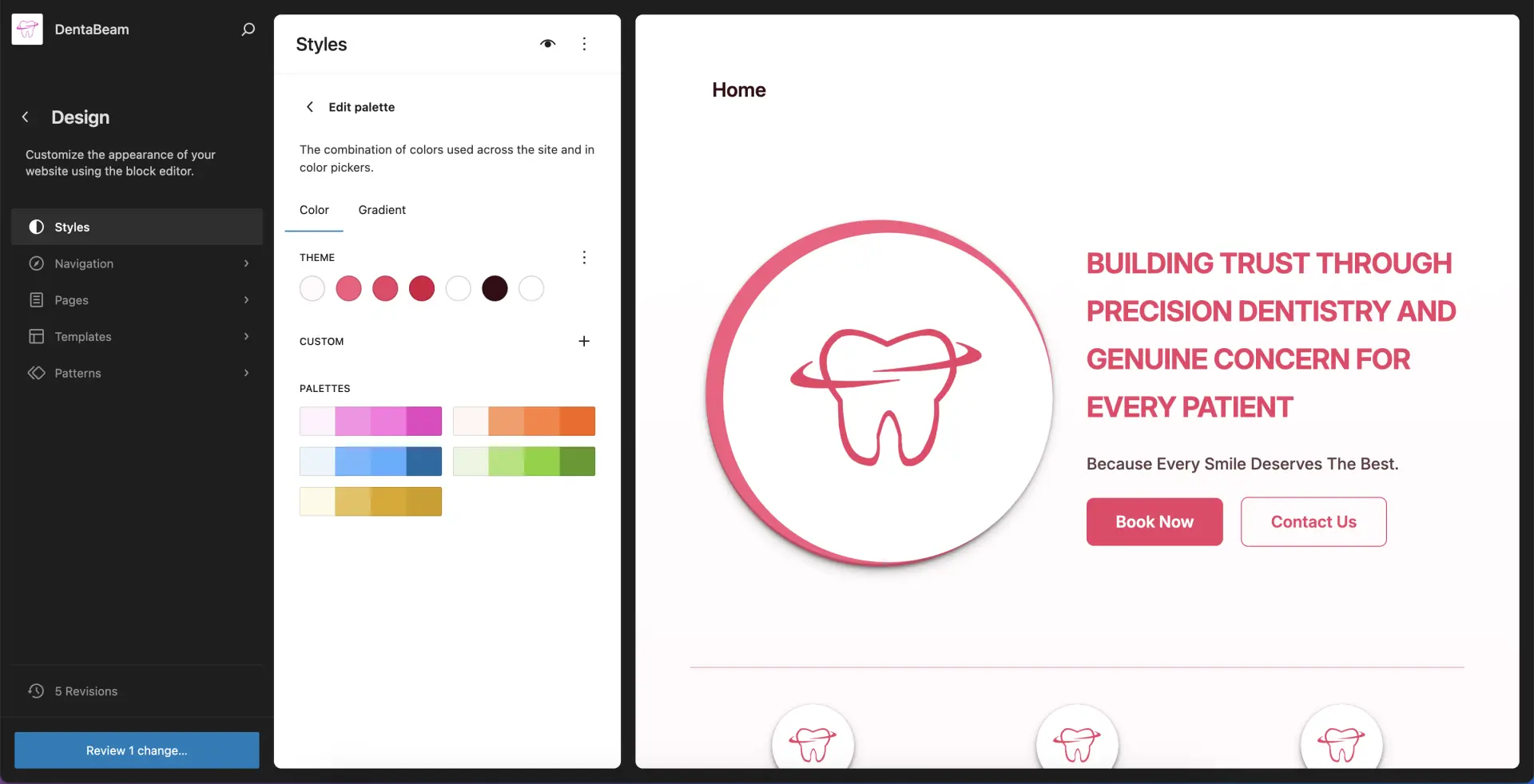 Custom Color style screen