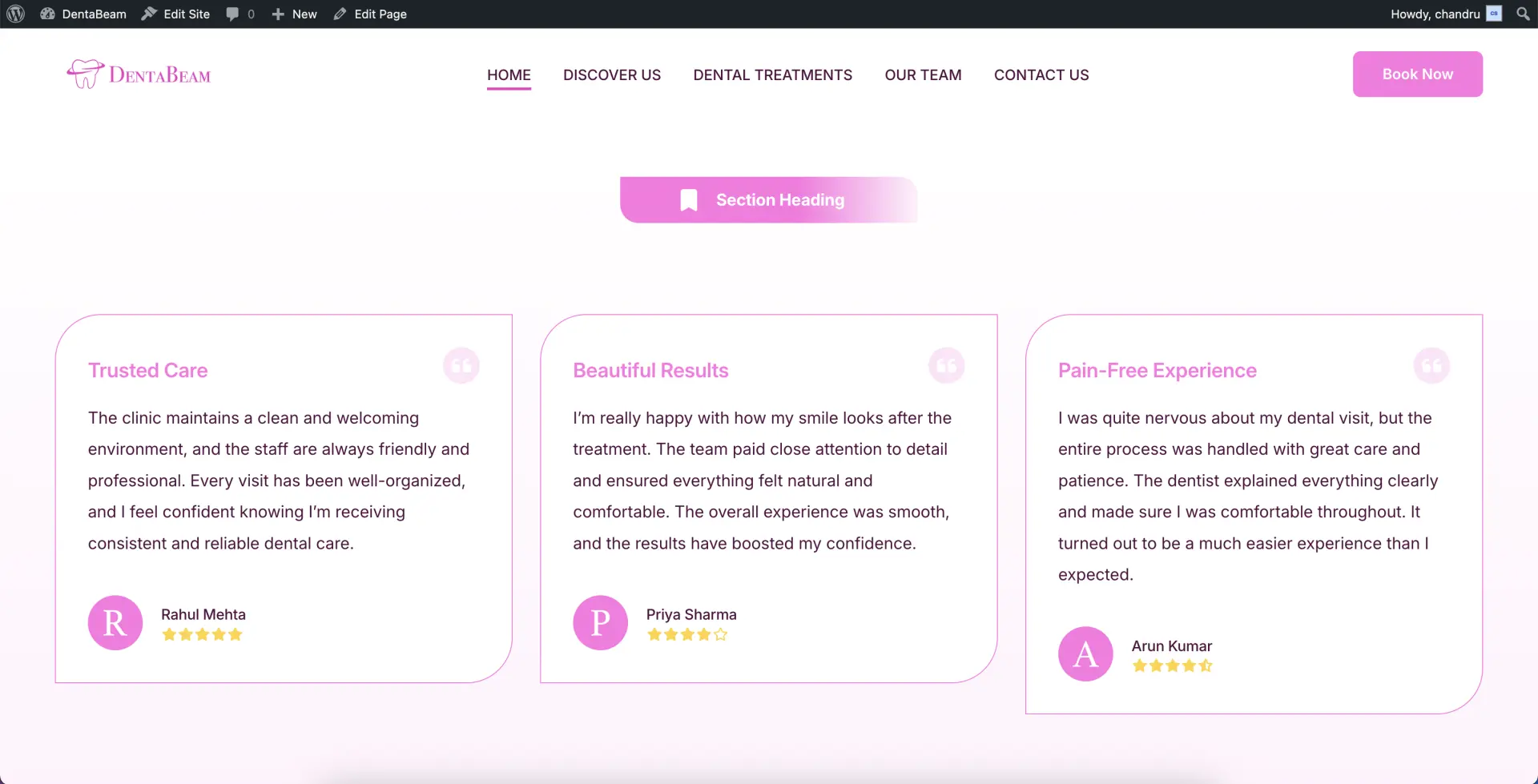 Frontend Testimonial View