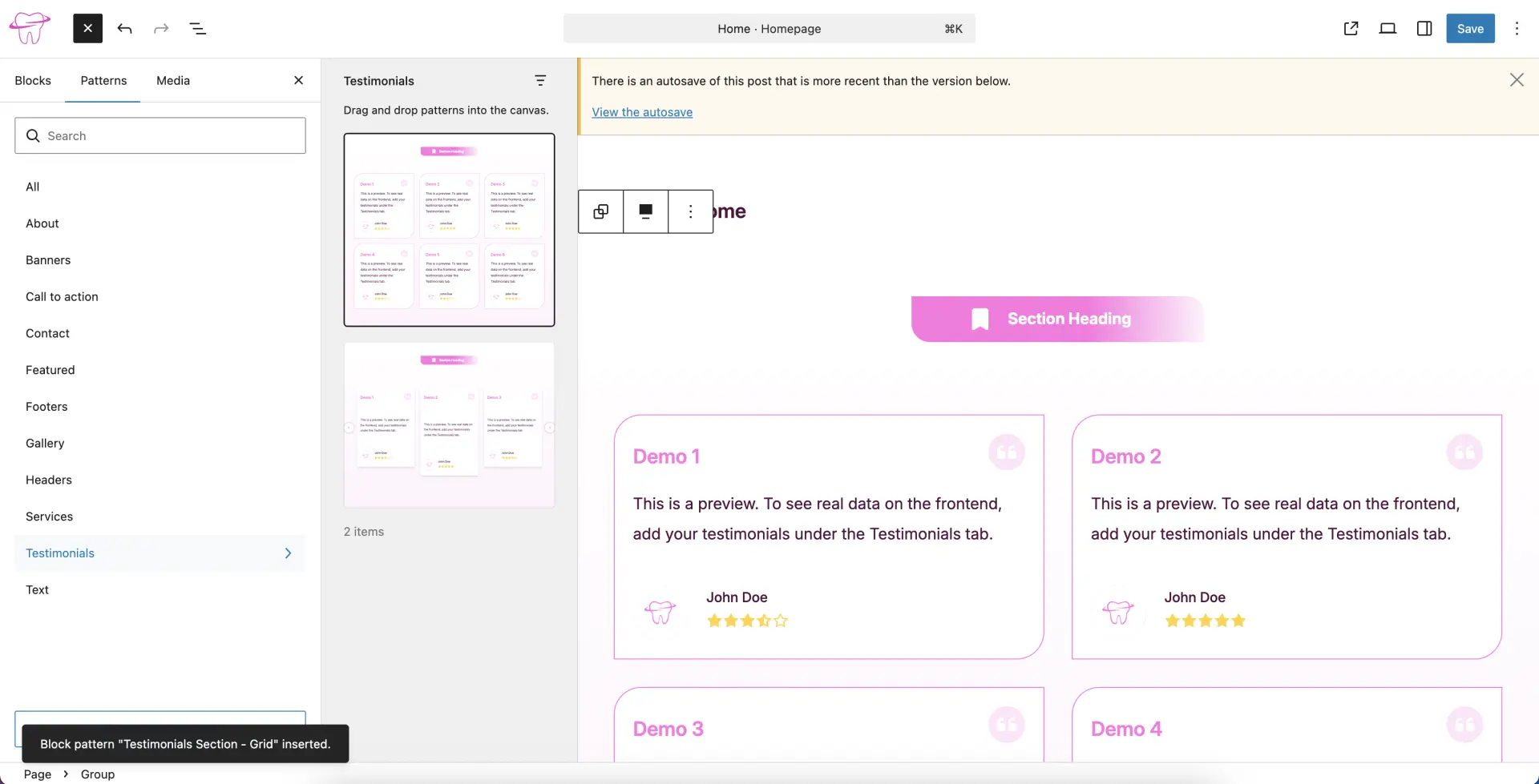 Wordpress Page Editor Screen